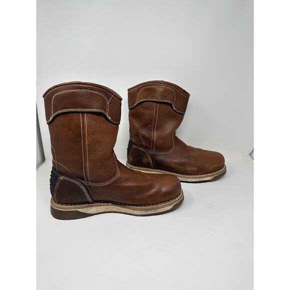 Georgia Men’s 10 Inch Wellington Wedge Pull-On Steel Toe Work Boots Size 12 - Picture 1 of 10